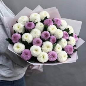 Букет из 31 хризантемы Момоко микс в Звенигороде