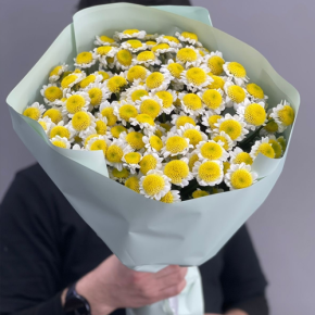 Букет "Моё солнышко" из 17 хризантем сантини  в Звенигороде