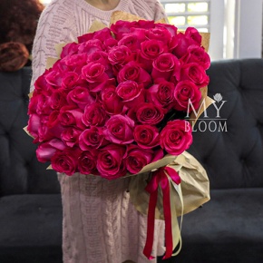 Букет 51 роза Эквадор Пинк Флоид (60 см) в Звенигороде