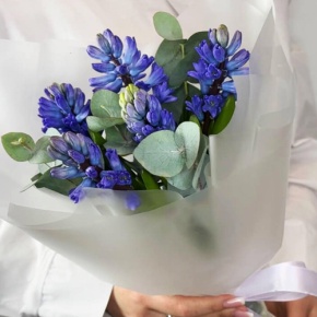 Букет "Мини" из 5 ароматных гиацинтов и эвкалипта в Звенигороде