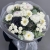 Букет "Белоснежная нежность" из георгин, брассики, хризантем Ньютон, эрингиума и гербер в Звенигороде